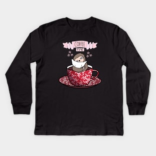 Sloth and coffee cup Kids Long Sleeve T-Shirt